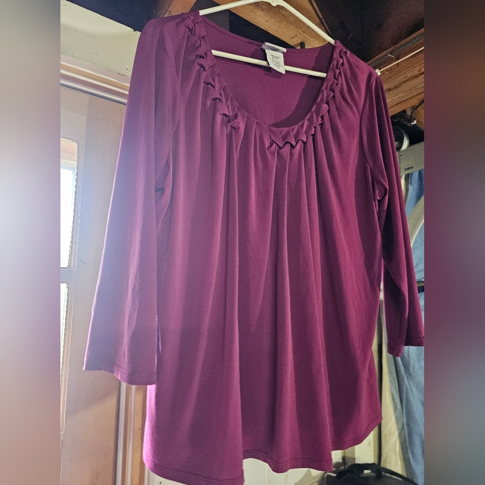 Jaclyn Smith Women's Magenta Blouse XL